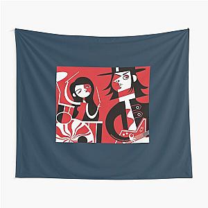 Black White  Red Tapestry