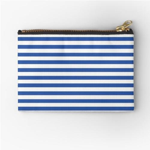 Blue and White Stripes Zipper Pouch