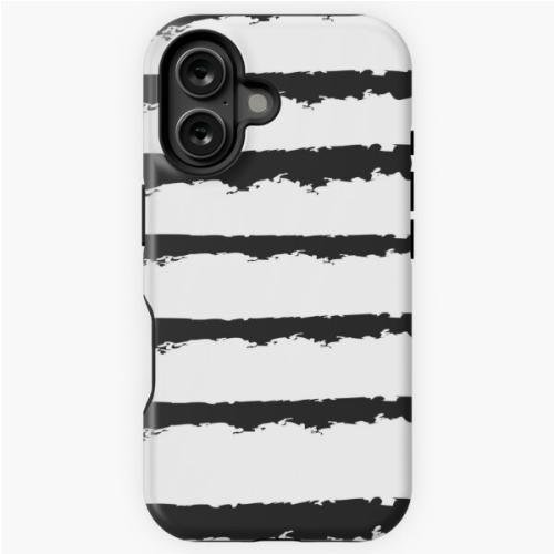 Horizontal black and white stripes  iPhone Tough Case