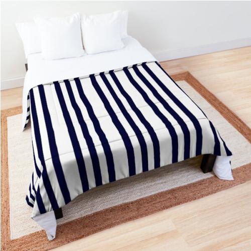 Navy Blue And White Stripes Comforter