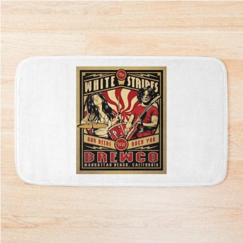 Retro white stripes  Bath Mat