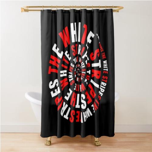 Circle White Stripes Shower Curtain