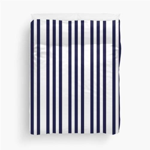 Navy Blue And White Stripes Duvet Cover