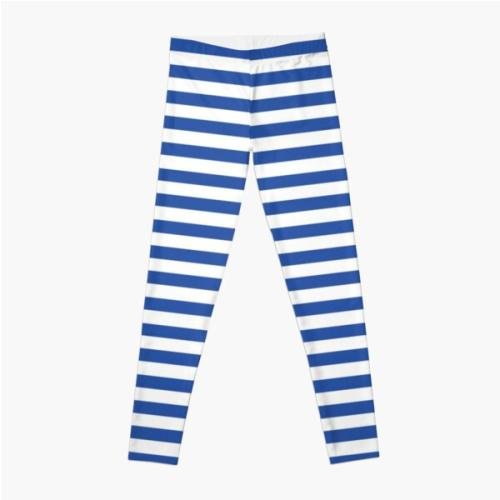 Blue and White Stripes Leggings