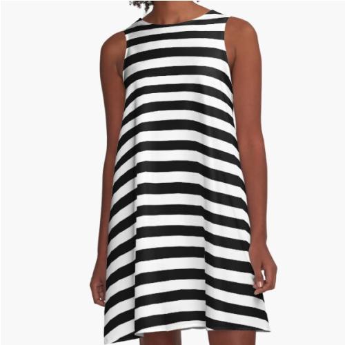 Black and White Stripes A-Line Dress