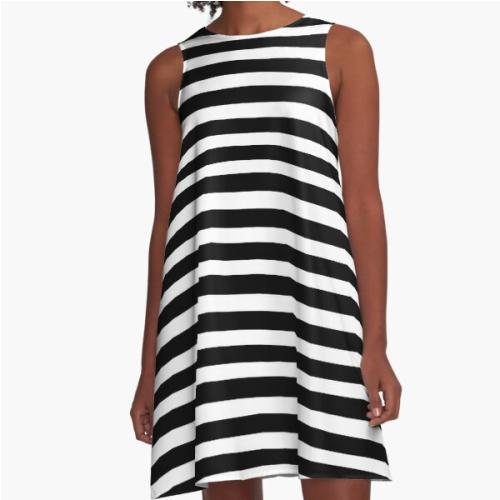 Black and white stripes pattern A-Line Dress