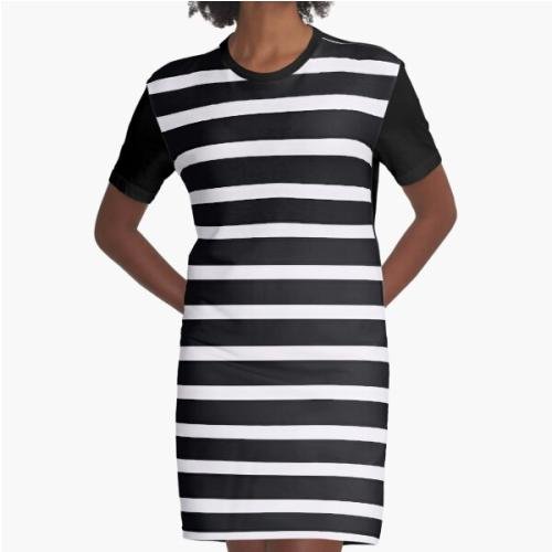 White Stripes Graphic T-Shirt Dress