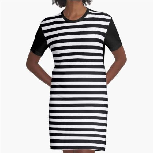 White stripes  lines Graphic T-Shirt Dress