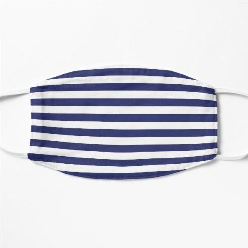 Navy Blue and White Stripes - Stripe Patterns - Striped Patterns - Wide Stripes - Horizontal Stripes - Flat Mask