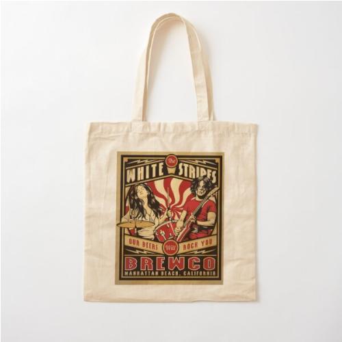 Retro white stripes  Cotton Tote Bag