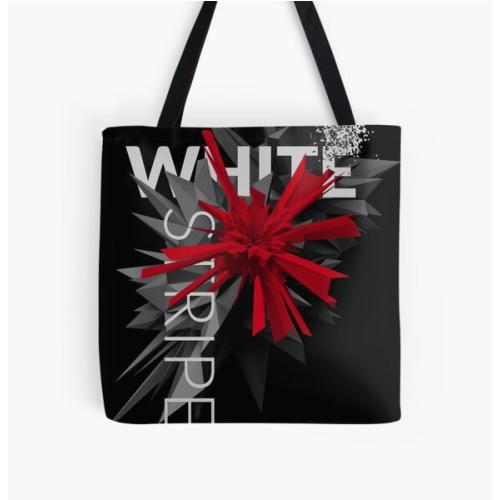 White stripes All Over Print Tote Bag