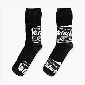 "Ain't Your Turn to Give a Fuck" - The Wire quote in a funny vintage design; black and white (Dark) Socks