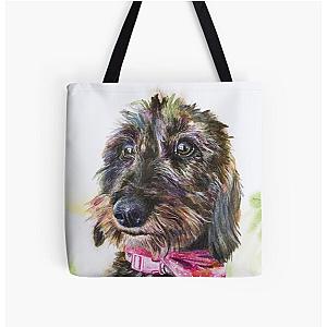 Lulu the Wire Haired Standard Dachshund 115 All Over Print Tote Bag