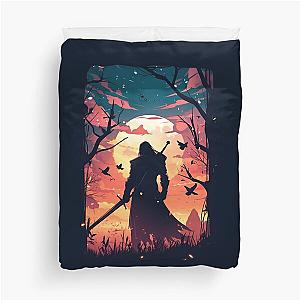 Solitary Hunter by the Setting Sun - Witcher Duvet Cover