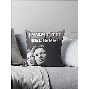 Original Charcoal Drawing of X Files I Want to Believe Throw Pillow