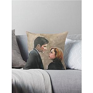 Kiss Already- X Files Mulder Scully MSR original painting Throw Pillow