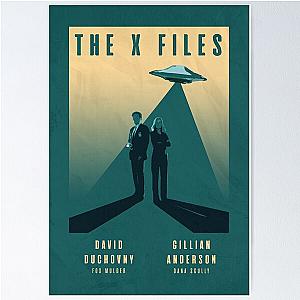 The X Files Mulder and Scully David Duchovny and Gillian Anderson Retro Vintage Poster Poster