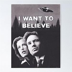 Original Charcoal Drawing of X Files I Want to Believe Poster