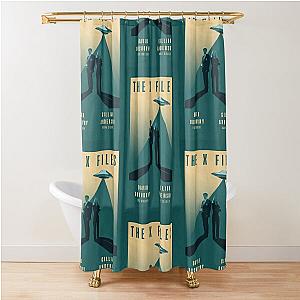 The X Files Mulder and Scully David Duchovny and Gillian Anderson Retro Vintage Poster Shower Curtain