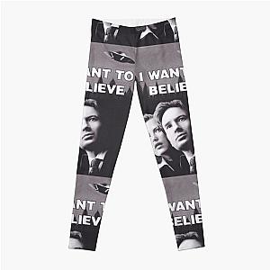 Original Charcoal Drawing of X Files I Want to Believe Leggings