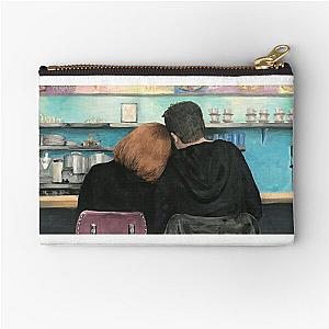 Mulder and Scully in the RM9sbG93ZXjz Diner X Files Original Painting Zipper Pouch