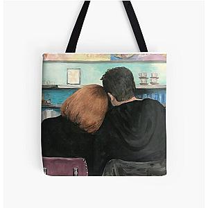 Mulder and Scully in the RM9sbG93ZXjz Diner X Files Original Painting All Over Print Tote Bag