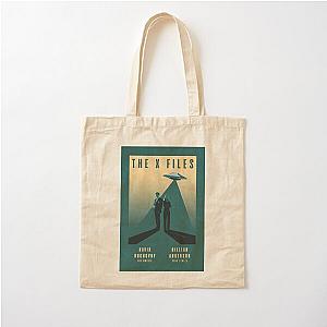 The X Files Mulder and Scully David Duchovny and Gillian Anderson Retro Vintage Poster Cotton Tote Bag