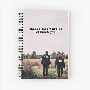 Mulder and Scully in FBI Jackets in Field The X Files Things Just Won't Do Without You option 1 Spiral Notebook