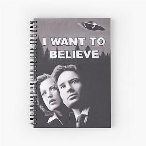 Original Charcoal Drawing of X Files I Want to Believe Spiral Notebook