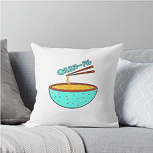 Think Noodles Japanese Anime Cute Blue Throw Pillow