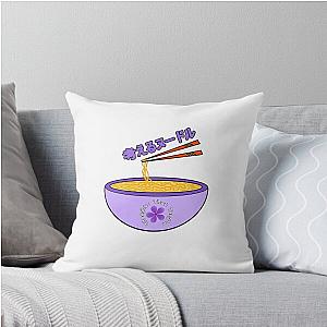 Think noodles Japanese anime cute purple flower throw pillow