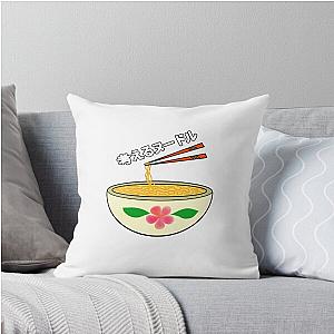 think noodles Japanese anime cute pink flower throw pillow
