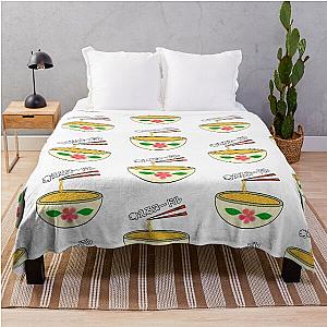 Think Noodles Japanese Anime Cute Pink Flower Throw Blanket