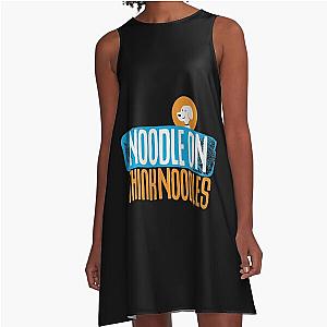 Thin Noodles Noodle on Puppy A Line Dress