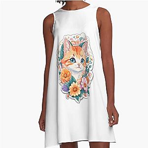 the tina turner , cat cute A-Line Dress