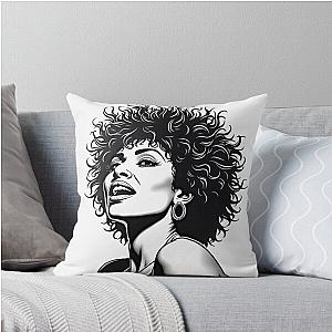 Black and white 
beautiful portrait of Tina Turner Throw Pillow