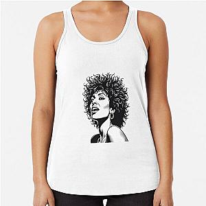 Black and White Art Beautiful Portrait of Tina Turner Racerback Tank Top