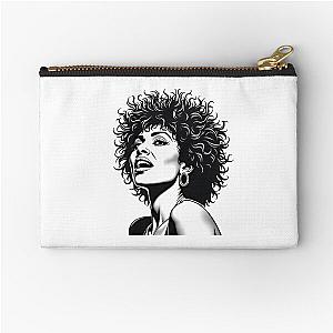 Black and white art with a beautiful portrait of Tina Turner home decor zipper pouch.