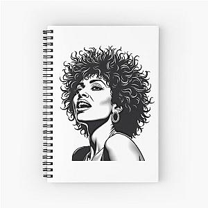 Black and white art beautiful portrait of Tina Turner home decor Spiral Notebook