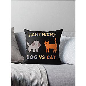 Fight Night, Dog VS Cat, Title Fight Throw Pillow