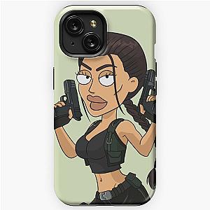 Cartoon Tomb Raider Lara Croft Angelina Jolie in black  iPhone Tough Case