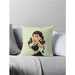 Cartoon Tomb Raider Lara Croft Angelina Jolie in black  Throw Pillow