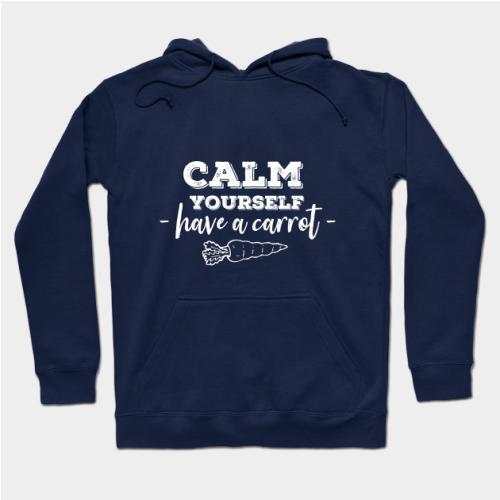 TommyInnit Hoodies - have a carrot calm yourself Tommyinnit Quote (white) Hoodie TP2409