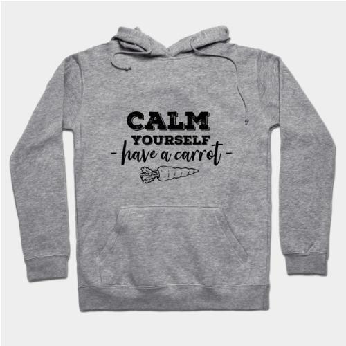 TommyInnit Hoodies - Have a carrot calm yourself Tommyinnit Quote (black) Hoodie TP2409