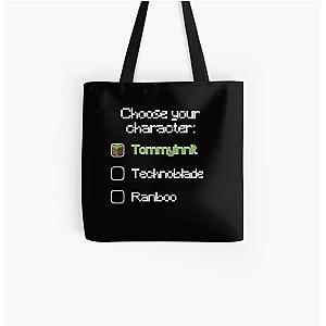 TommyInnit Bags - Choose your character - Tommyinnit (3) All Over Print Tote Bag RB2805