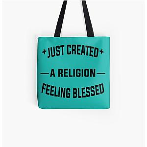 TommyInnit Bags - Just Created a Religion Feeling Blessed All Over Print Tote Bag RB2805