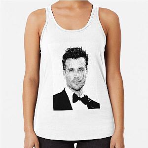 Tom Welling Black & White Portrait (Linocut)  Racerback Tank Top