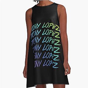 Tony Lopez Logo name rainbow (bluegreen) - Tiktok Lopez brothers A-Line Dress