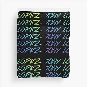 Tony Lopez Logo name rainbow (blue green) - Tiktok Lopez brothers Duvet Cover