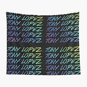 Tony Lopez Logo name rainbow (blue green) - Tiktok Lopez brothers Tapestry